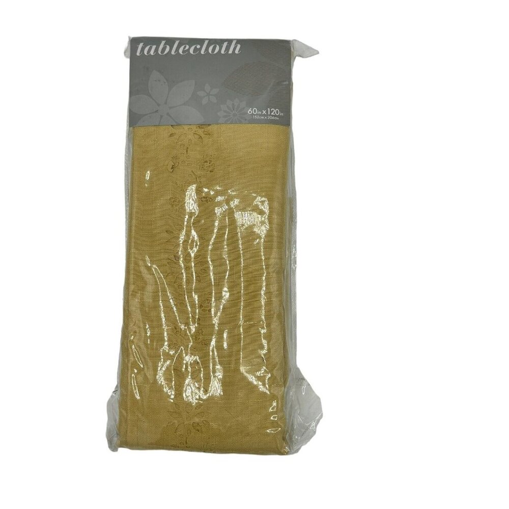 Poinsettia Cutwork Oblong Tablecloth 60"x 120" Gold New in Package‎